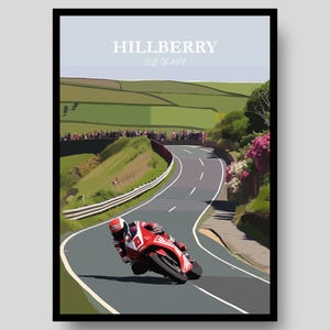 Hillberry Poster - Isle of Man Poster - Isle of Man TT - Motorbike Poster - Motorcycle Wall Art - Isle Of Man - MotoGP - Isle of Man Print