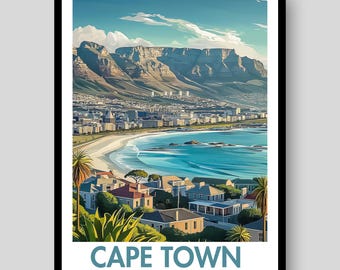 Cape Town Poster - South African Poster - Cape Town - Table Mountain Poster - Cape Town Wall Art - South Africa - Cape Town Print