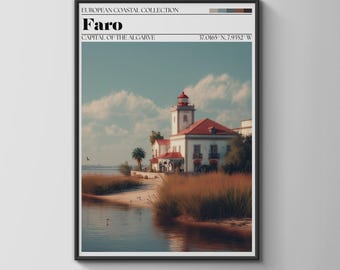 Faro Coastal Lighthouse Poster Art Print