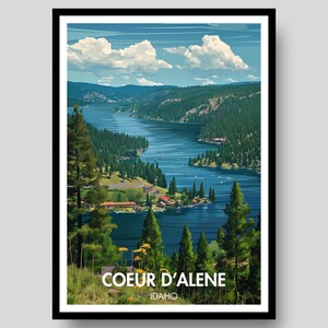 Cartel de Coeur d'Alene - Cartel de Idaho - Coeur d'Alene - Impresión de Coeur d'Alene - Idaho - Regalo de Coeur d'Alene - Arte de pared de Idaho - Impresión de Idaho