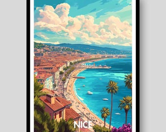 Poster Nizza - Französisches Riviera Poster - Frankreich - Nizza - Französisches Poster - Frankreich Poster - Reiseposter - Schönes Frankreich Poster - Côte d'Azur