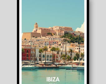 Ibiza Poster - Ibiza Print - Spain Poster - Ibiza - Spain - Ibiza Wall Art - Ibiza Gifts - Spanish Poster - Travel Poster - Ibiza Map Print
