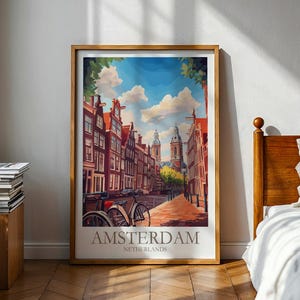 Poster d'Amsterdam - Poster d'Amsterdam - Poster des Pays-Bas - Art mural d'Amsterdam - Poster de la ville - Poster de voyage - Amsterdam - Tableau d'Amsterdam