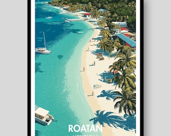 Póster de Roatán - Póster de Honduras - Roatán - Lámina de Roatán - Honduras - Arte mural de Roatán - Póster del Caribe - Arte mural de Honduras - Arte del Caribe