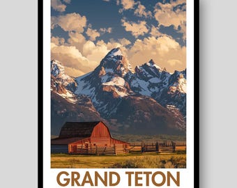 Grand Teton National Park Poster - Grand Teton National Park - Wyoming Poster - Grand Teton Wall Art - Wyoming - National Park Print