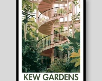 Póster de Kew Gardens - Póster de Londres - Kew Gardens - Londres - Impresión de Kew Gardens - Impresión de Londres - Arte mural de Londres - Mapa de Londres - Regalo de Londres