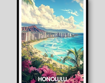 Honolulu Poster - Hawaii Poster - Maui Poster - Travel Poster - Hawaii - Honolulu - Hawaii Wall art - Honolulu Wall Art - Honolulu Print