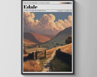 Edale Peak District Wall Art Print with Pennine Way Landscape