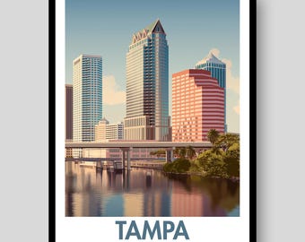 Tampa-affisch - Florida-tryck - Tampa - Tampa Bay - Tampa-tryck - Florida - Tampa-väggkonst - Florida-affisch - Tampa Bay Buccaneers