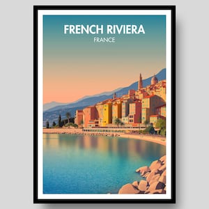 French Riviera Poster - French Riviera - Mediterranean Poster - French Riviera Print - France Poster - France - French Riviera Art