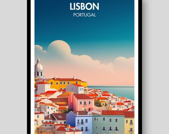 Lisbon Travel Poster – Portugal Coastal Art Print