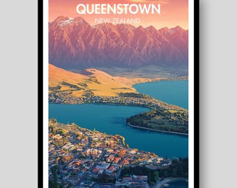 Queenstown Poster - New Zealand Poster - Queenstown - New Zealand Art - Queenstown Print - New Zealand - Queenstown Art - Queenstown Gift