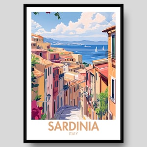 Póster de Cerdeña - Póster de Italia - Impresión de Cerdeña - Póster italiano - Italia - Cerdeña - Póster de viaje - Mapa de Cerdeña - Arte mural de Cerdeña