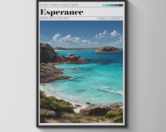 Esperance Travel Poster Home of Lucky Bay Coastal Wall Art