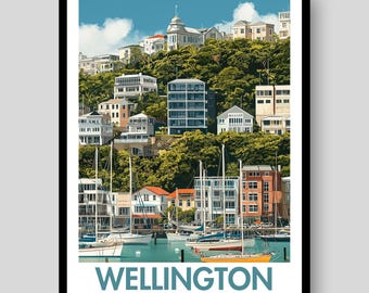 Plakat Wellington - Plakat z Nowej Zelandii - Sztuka ścienna Wellington - Wellington - Sztuka Nowej Zelandii - Druk Wellington - Nowa Zelandia - Sztuka Wellington
