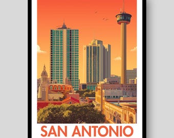 San Antonio Poster - Texas Wall Art - San Antonio - Texas - San Antonio Print - Texas Poster - San Antonio Wall Art - Texas Print -Texas Art