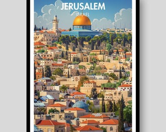 Plakat z Jerozolimą - Sztuka ścienna z Jerozolimą - Jerozolima - Sztuka z Jerozolimy - Plakat z Izraelem - Wydruk z Jerozolimy - Izrael - Sztuka na płótnie z Jerozolimą