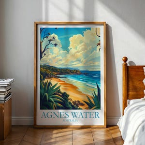 Póster de Agnes Water - Póster de Australia - Queensland - Póster de playa - Póster de viaje - Póster del océano - Arte mural australiano - Agnes Water