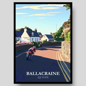 Ballacraine Poster - Isle of Man Poster - Isle of Man TT - Motorbike Poster - Motorcycle Wall Art - Isle Of Man - Moto GP -Isle of Man Print