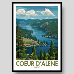 Cartel de Coeur d'Alene - Cartel de Idaho - Coeur d'Alene - Impresión de Coeur d'Alene - Idaho - Arte de pared de Coeur d'Alene - Impresión de Idaho -Regalo de Coeur d'Alene