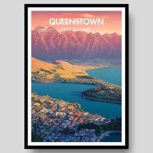 Queenstown Poster - New Zealand Poster - Queenstown - New Zealand Art - Queenstown Print - New Zealand - Queenstown Art - Queenstown Gift