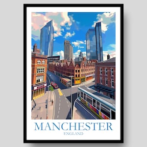 Manchester Poster - UK Wall Art - Manchester - Manchester United Poster - Manchester City Poster - Manchester Print - Manchester Art
