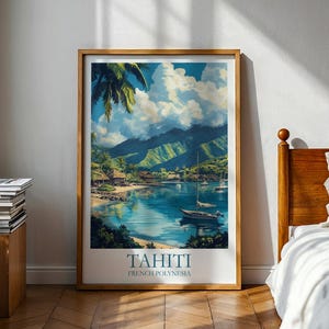 Póster de Tahití - Póster de la Polinesia Francesa - Oceanía - Póster de viaje - Póster de Tahití - Póster de playa - Póster del océano - Polinesia Francesa - Isla