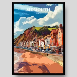 Sidmouth Poster - Devon Print - Sidmouth - Travel Poster - Devon - Devon Poster - South Devon Art - Devon Wall Art - Sidmouh Print - UK