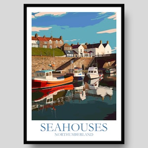 Seahouses Poster - Northumberland Poster - Seahouses - Northumbria - Northumberland - Northumberland Print - UK Wall Art -Northumberland Art