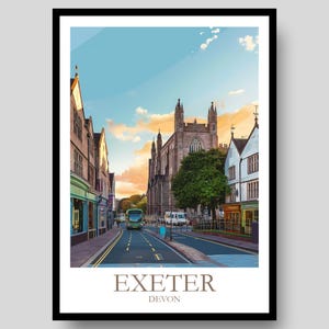 Exeter Poster - Devon - Exeter Print - Devon Wall Art - Enter University - Devon Poster - Exeter - Devon Gift - UK Wall Art -South Devon Art