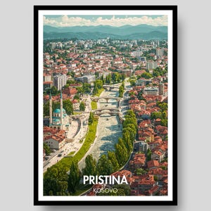 Poster di Pristina - Poster del Kosovo - Stampa di Pristina - Arte murale di Pristina - Regali di Pristina - Arte murale del Kosovo