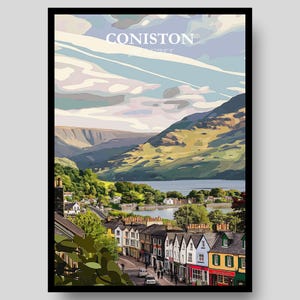 Coniston Poster - Lake District Poster - Cumbria - Coniston - Lake District Art - Lake District - National Park Poster - Lake District Map