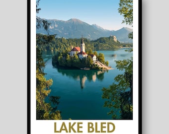 Poster Lake Bled - Print Slovenië - Muurkunst Lake Bled