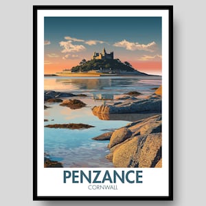 Penzance Poster - Cornwall Poster - Cornish - Penzance - Cornwall Wall Art - St Michael's Mount Poster- Cornwall Print - Cornwall