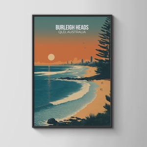 Burlev Heads QLD Australien Druck Küstenkunst Poster Wandkunst