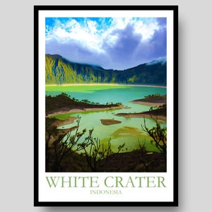 White Crater Poster - Indonesia Poster - Bandung Poster - White Crater - Java Poster - Indonesia - Indonesia Print - Bandung - Java Poster