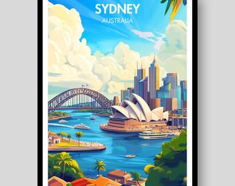 Sydney Poster - Australia Poster - Sydney Opera House - Australian Wall Art - Australia- Sydney - Harbour Bridge - Opera House Poster