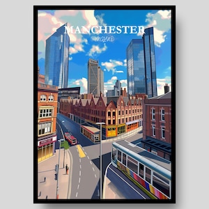 Manchester Poster - Manchester - Manchester United Poster - Manchester City Poster - Manchester Print - Manchester Art - Travel Poster