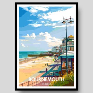 Poster turistico di Bournemouth – Stampa artistica della costa del Dorset