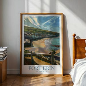 Port Erin poster - eiland Man poster - Isle of Man TT - motor poster - motorfiets kunst aan de muur - Isle Of Man - MotoGP - Isle of Man print