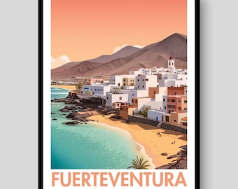 Fuerteventura Travel Poster – Canary Islands Coastal Art
