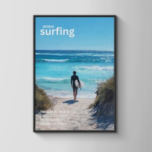 Surfing Poster Trigg Beach Australia Art Print