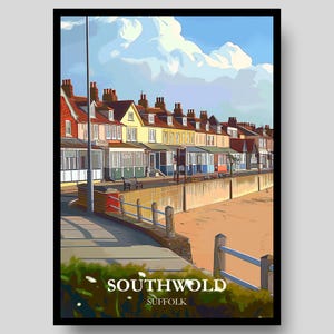 Póster de Southwold - Paisaje de Suffolk - Southwold - Suffolk - Póster de Suffolk - Mapa de Suffolk - Campiña inglesa - Impresión de Suffolk - Arte mural del Reino Unido