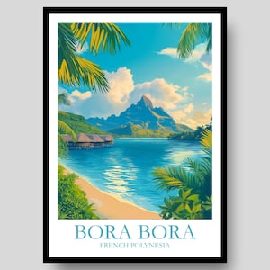 Bora Bora Poster - Luxury Poster - Bora Bora - Oceania - Travel Poster - Canvas Wall Art - Travel Wall Art - Tahiti Poster - Retro Print
