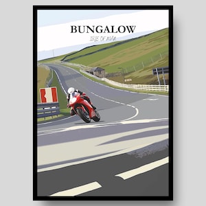Bungalow Poster - Isle of Man Poster - Isle of Man TT - Motorbike Poster - Motorcycle Wall Art - Isle Of Man - MotoGP - Isle of Man Map