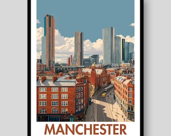 Manchester Poster - UK Wall Art - Manchester - Manchester United Poster - Manchester City Poster - Manchester Print - Manchester Art