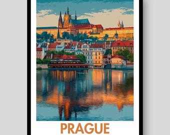 Lámina artística del Castillo de Praga – Póster de viaje de la República Checa