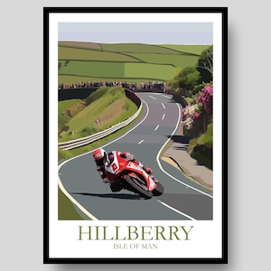 Hillberry Poster - Isle of Man Poster - Isle of Man TT - Motorbike Poster - Motorcycle Wall Art - Isle Of Man - MotoGP - Isle of Man Print