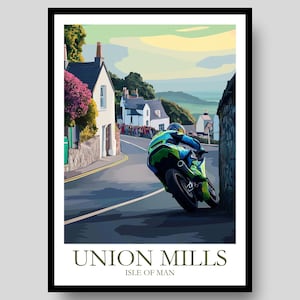 Union Mills Poster - Isle of Man Poster - Isle of Man TT - Motorbike Poster - Motorcycle Wall Art - Isle Of Man - MotoGP - Isle of Man Print