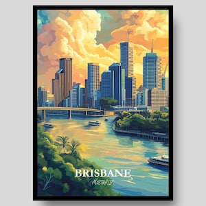 Brisbane Poster - Australia Poster - Queensland Poster - Brisbane - Travel Poster - Australia Wall Art - Brisbane Print - Brisbane Art